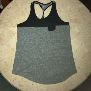 Black and grey Razorback tank top